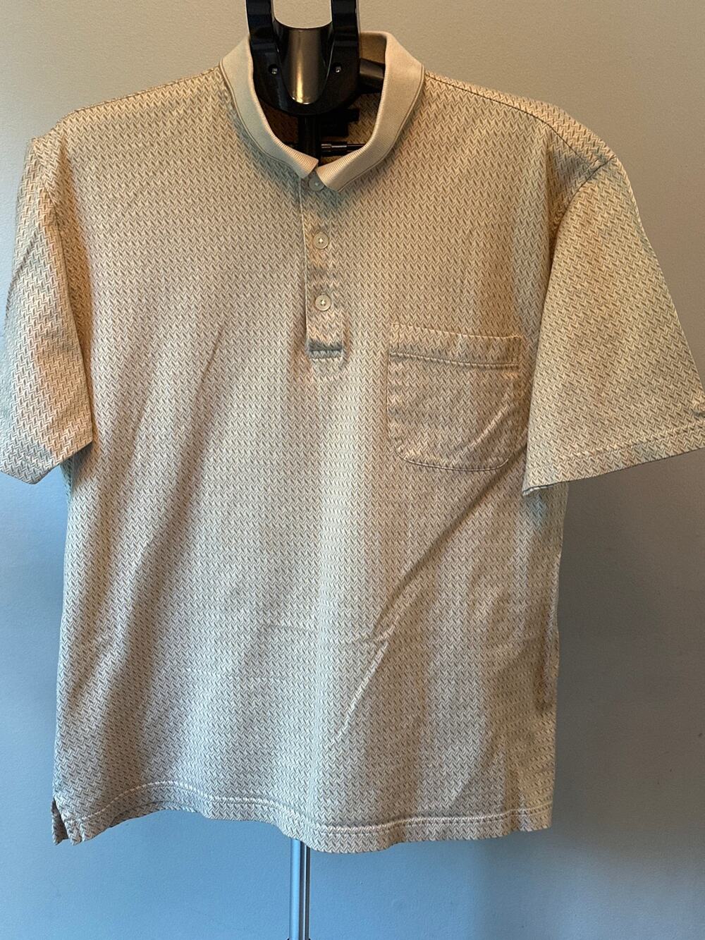 Trump Golf Polo Shirt Men Large Tan Herringbone Mercerized Cotton Golf